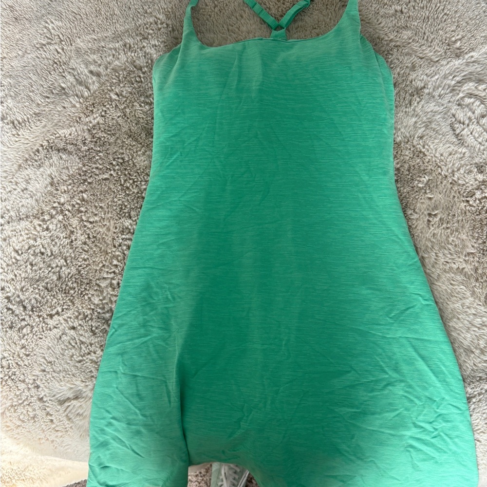 Outdoor Voices Green Bodysuit Dress with Spaghetti Straps
